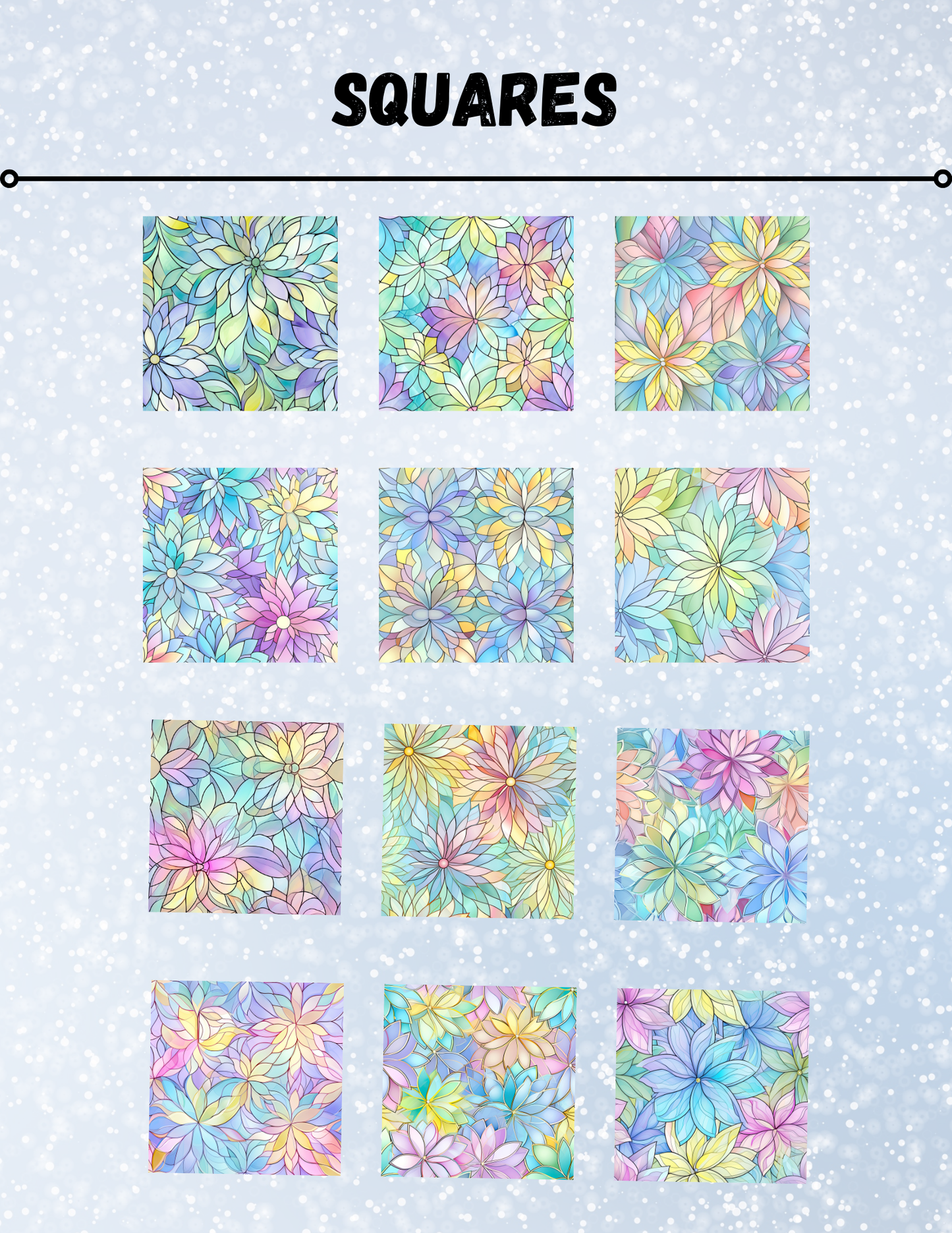 "Pastel Stained Glass Flowers" Decorative Diamond Painting Release Papers