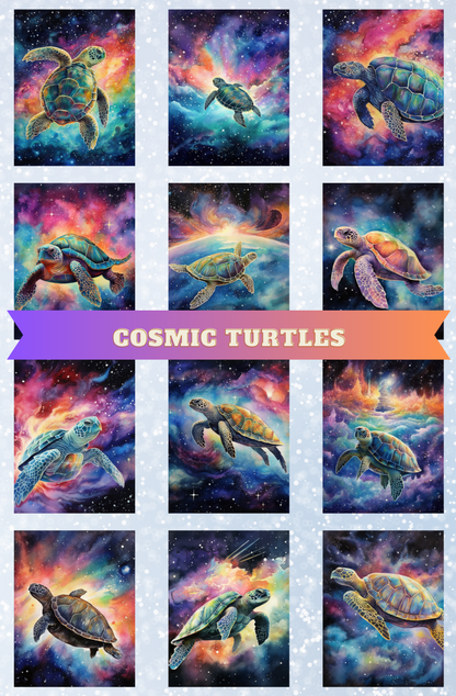 "Cosmic Turtles" Decorative Diamond Painting Release Paper