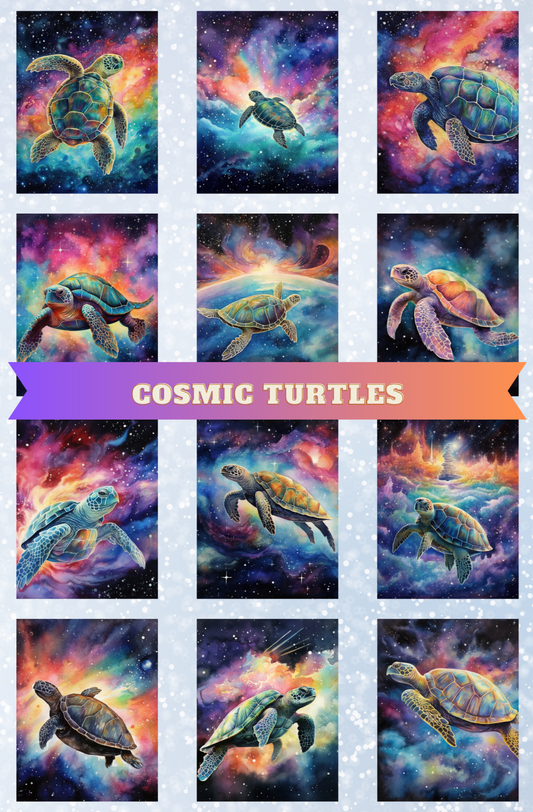 "Cosmic Turtles" Decorative Diamond Painting Release Paper