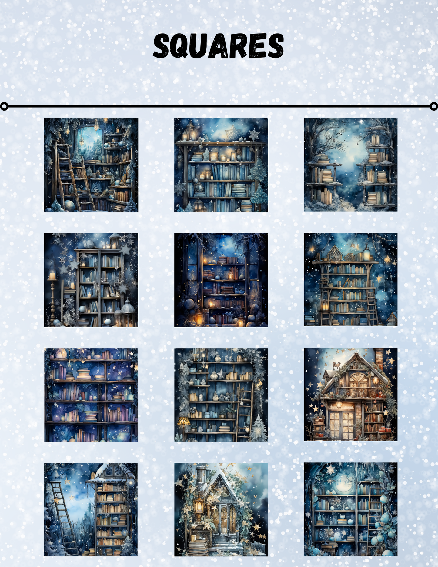 "Winter Forest Library 1" Decorative Diamond Painting Release Paper