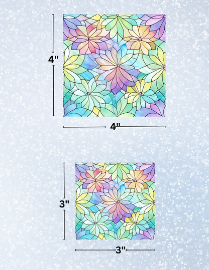 "Pastel Stained Glass Flowers" Decorative Diamond Painting Release Papers
