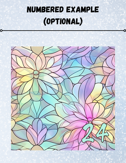 "Pastel Stained Glass Flowers" Decorative Diamond Painting Release Papers