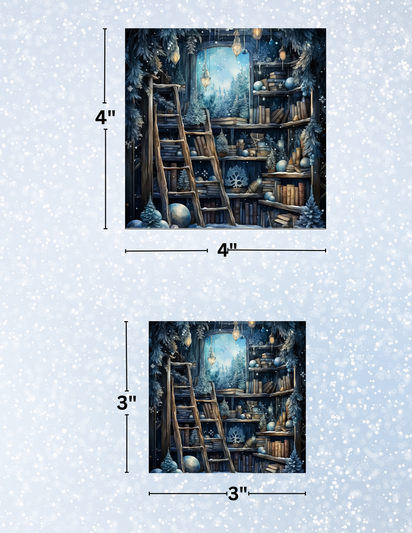 "Winter Forest Library 1" Decorative Diamond Painting Release Paper