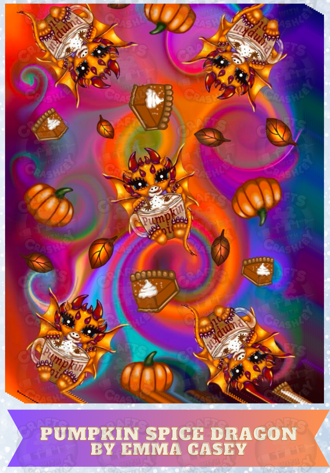 "Pumpkin Spice Dragon" by Emma Casey Decorative Diamond Painting Release Papers