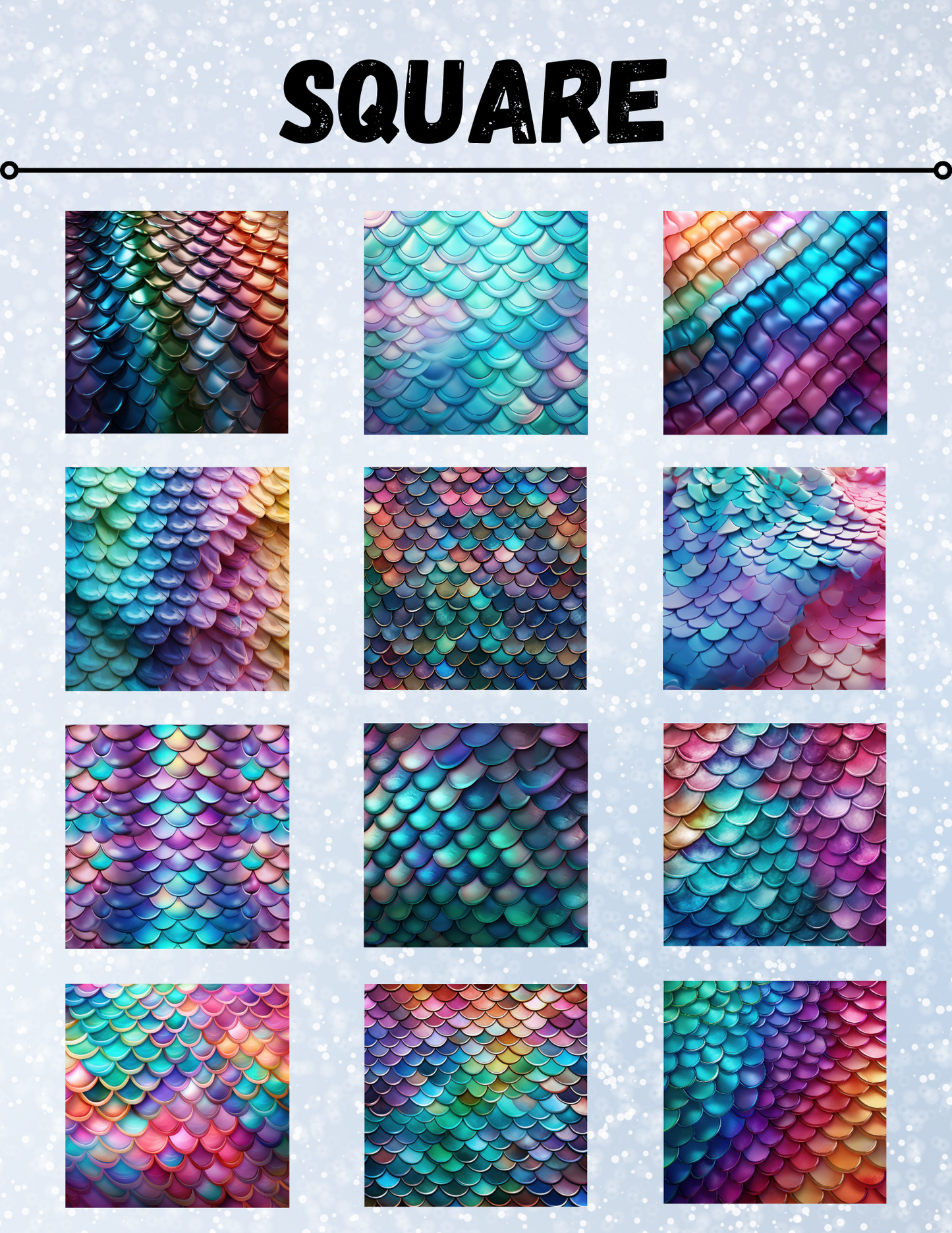 "3D Mermaid Scales" Premium Diamond Painting Release Papers