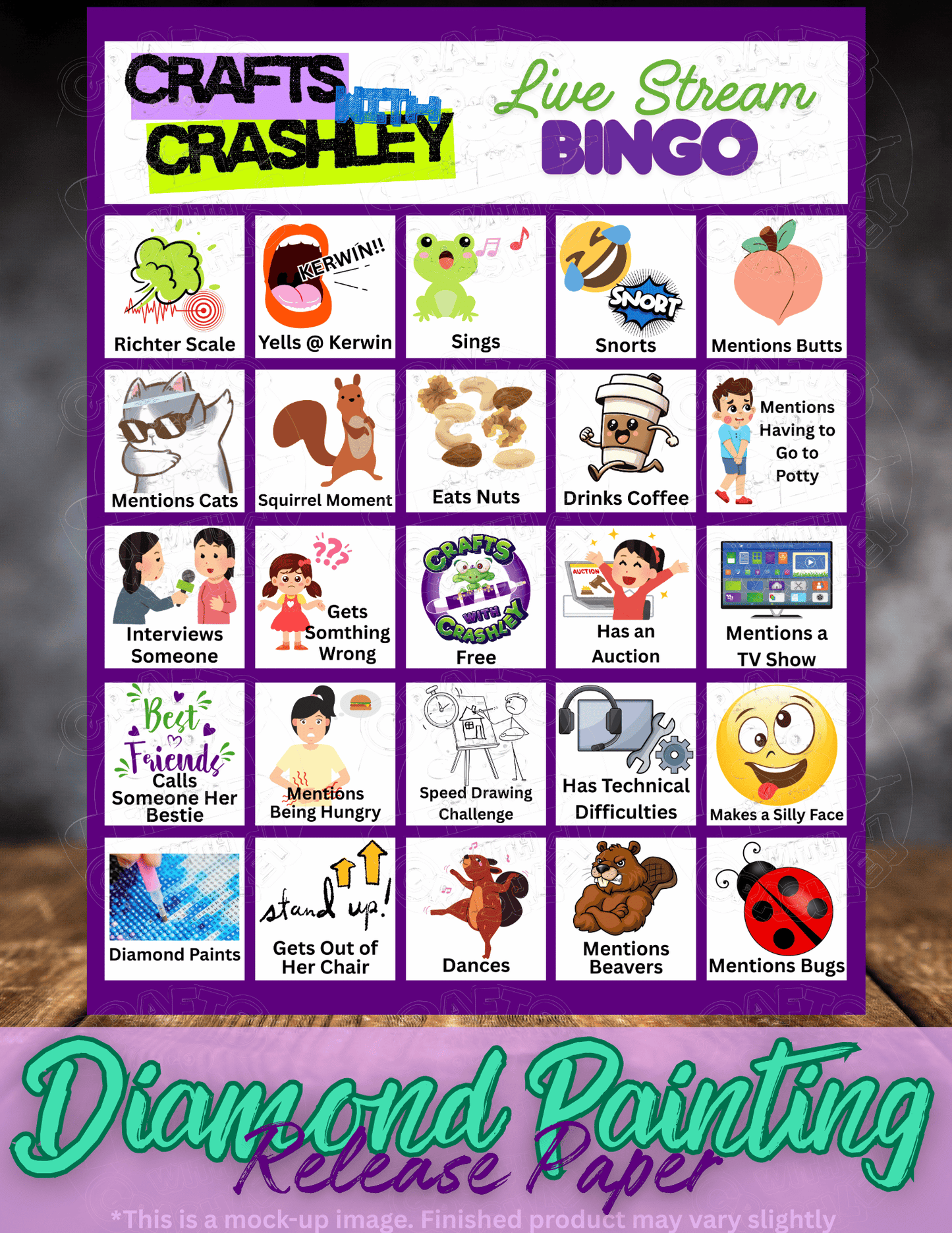 "Crafts With Crashley Bingo Card Combo Pack" Premium Release Papers for Diamond Painting