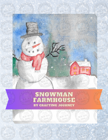 "Snowman Farmhouse" By Crafting and Crime Daily Decorative Diamond Painting Release Papers