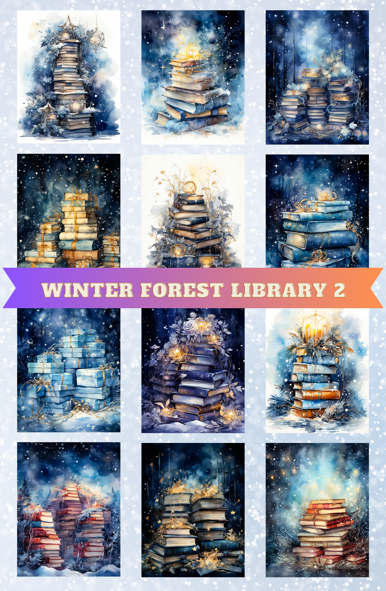 "Winter Forest Library 2" Decorative Diamond Painting Release Paper