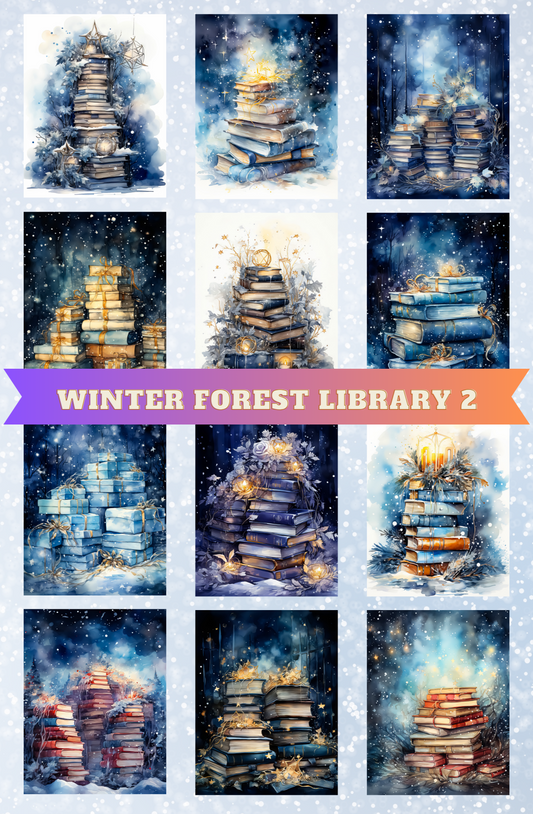 "Winter Forest Library 2" Decorative Diamond Painting Release Paper