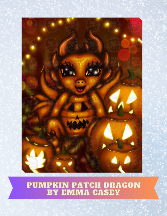 "Pumpkin Patch Dragon" by Emma Casey Decorative Diamond Painting Release Papers