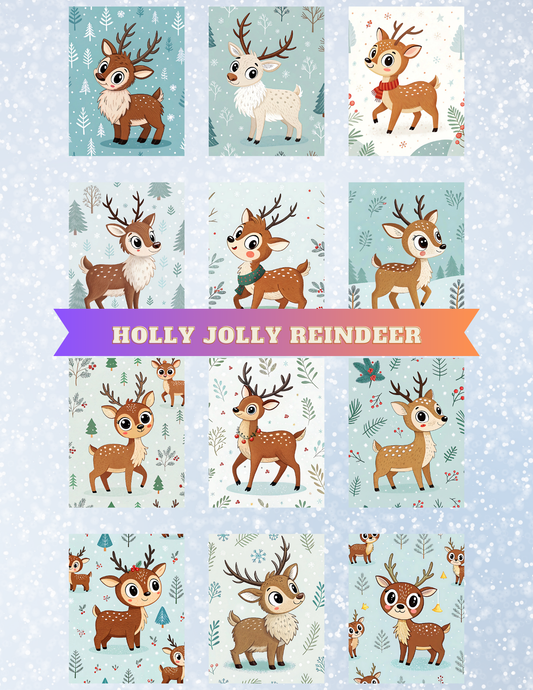 "Holly Jolly Reindeer" Decorative Diamond Painting Release Paper