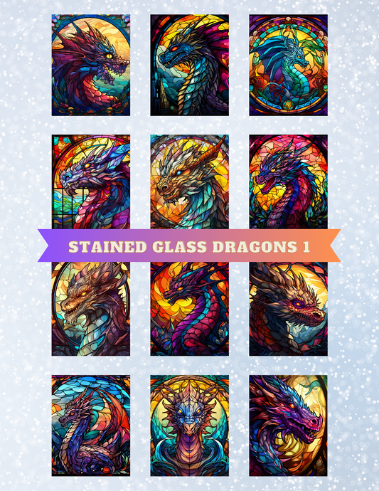 "Stained Glass Dragons 1" Premium Diamond Painting Release Papers