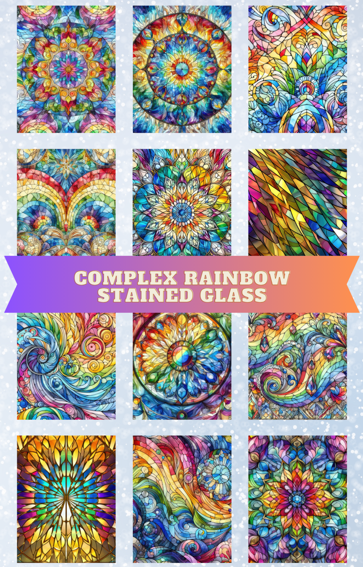 "Complex Rainbow Stained Glass" Premium Diamond Painting Release Papers