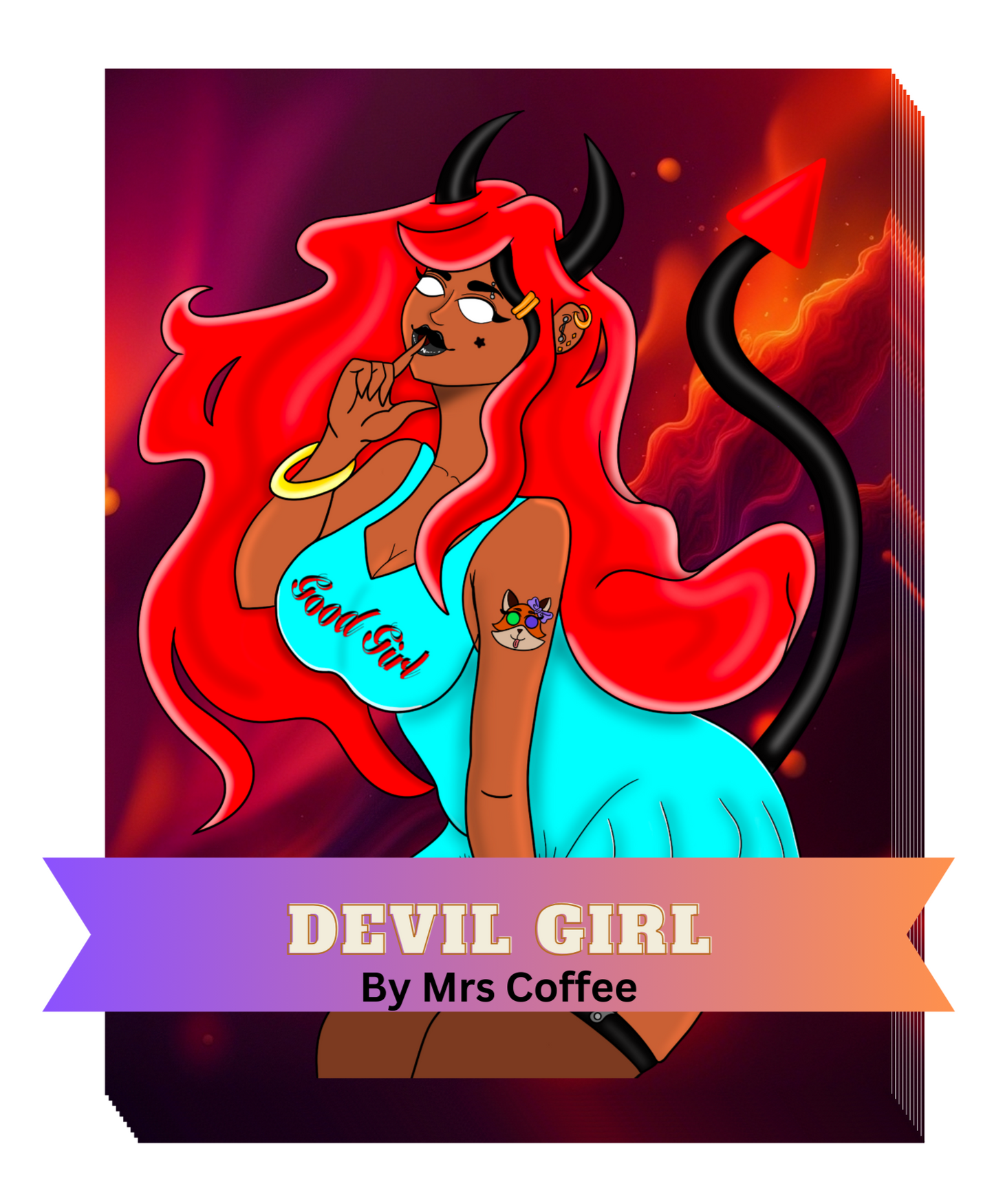 "Devil Girl" by Mrs Coffee Decorative Diamond Painting Release Papers
