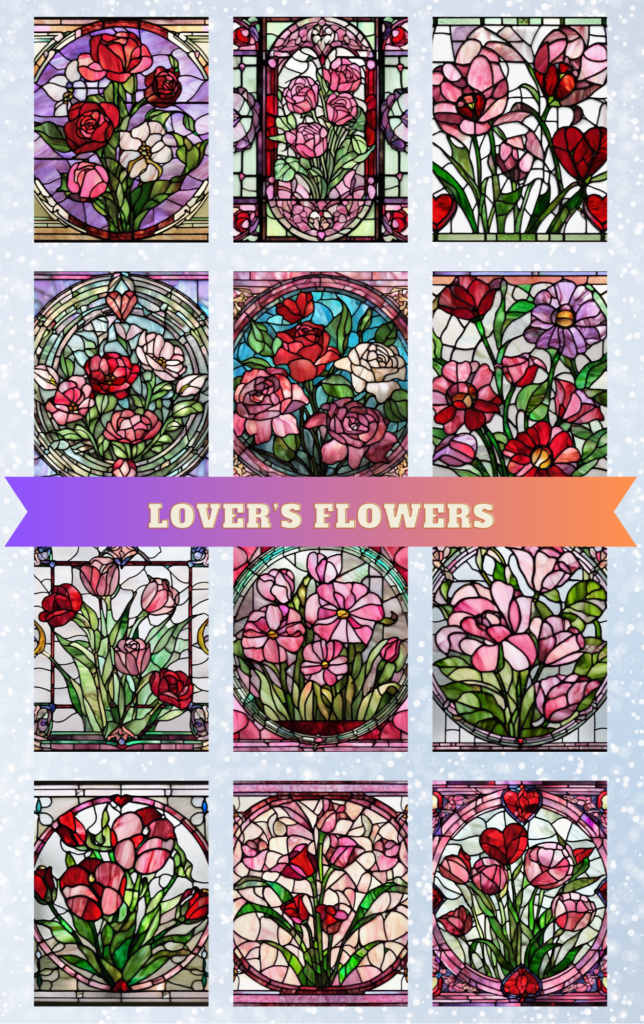 "Lover's Flowers" Decorative Diamond Painting Release Paper