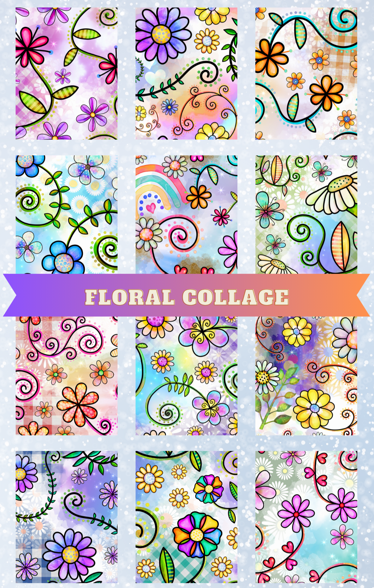 "Floral Collage" Premium Diamond Painting Release Papers