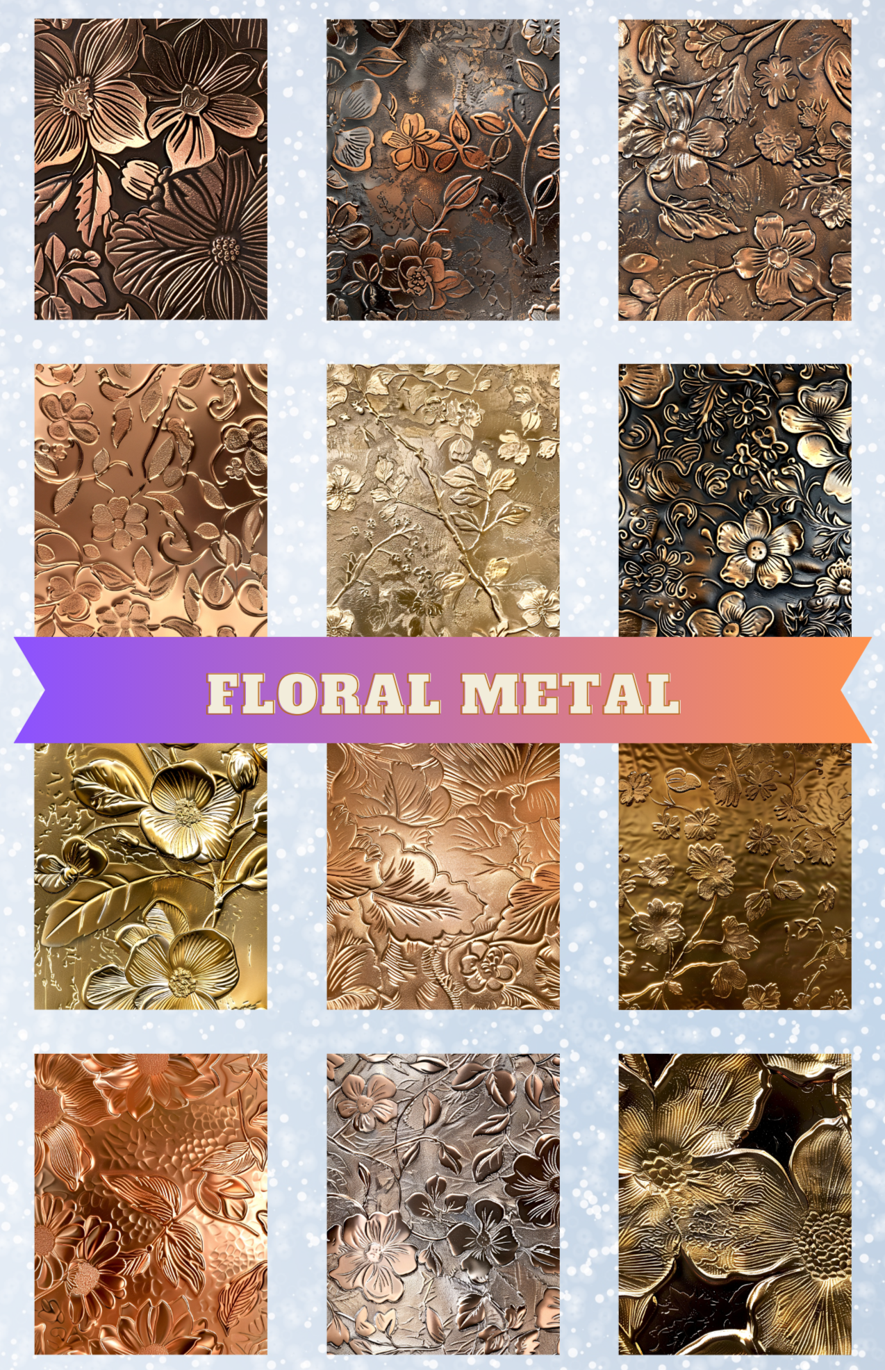 "Floral Metal" Premium Diamond Painting Release Papers