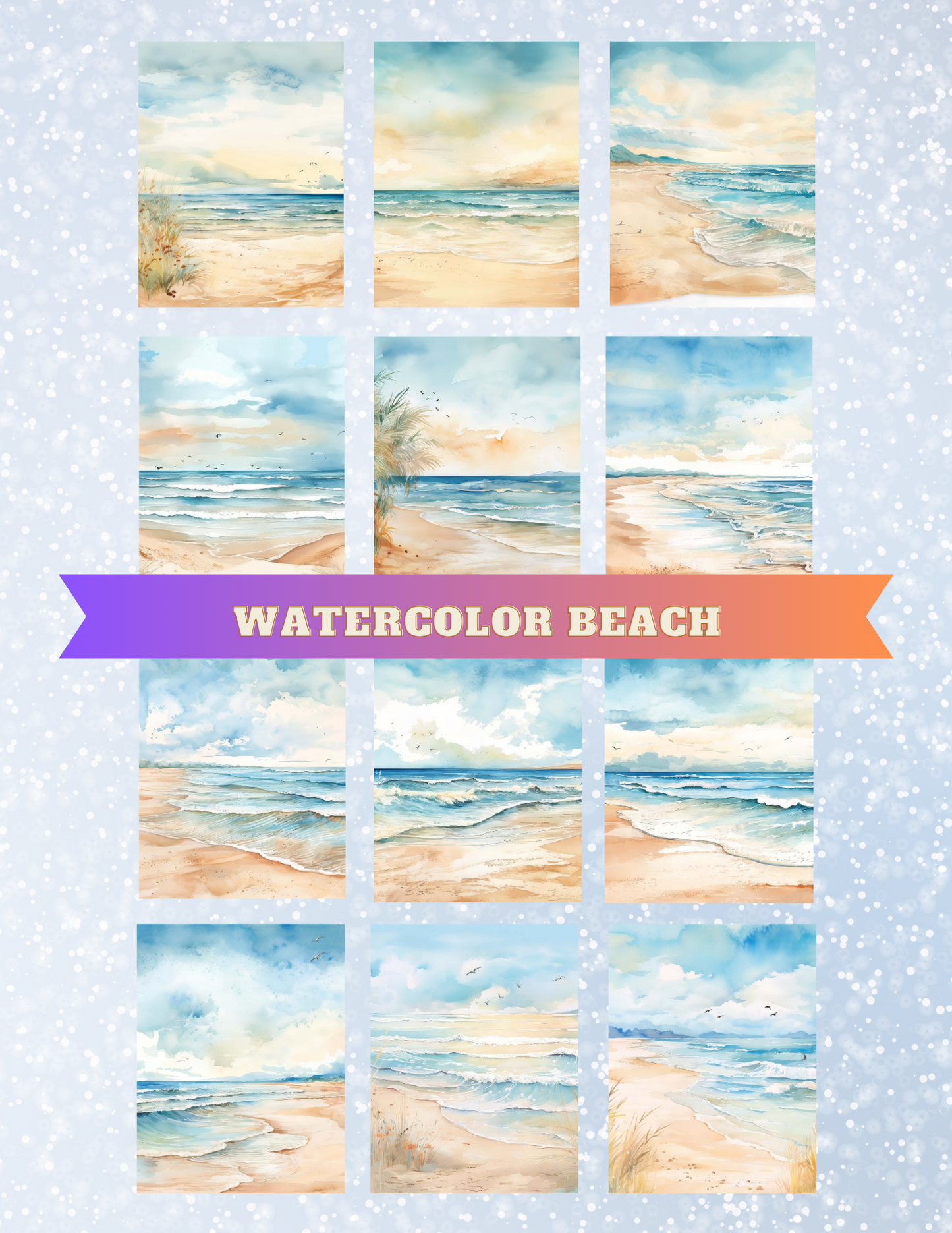 "Watercolor Beach" Premium Diamond Painting Release Papers