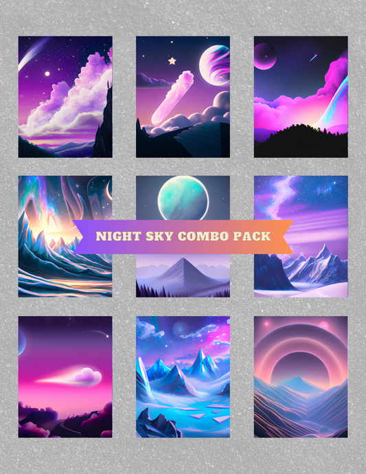 "Night Sky Combo Pack" Premium Diamond Painting Release Papers