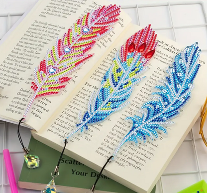 6pcs Set Diamond Painting Feather Bookmarks Kit