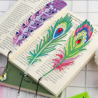 6pcs Set Diamond Painting Feather Bookmarks Kit