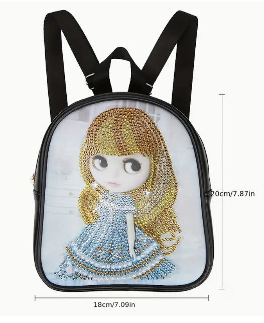 Cute Girl Leather Style Backpack Diamond Painting Kit