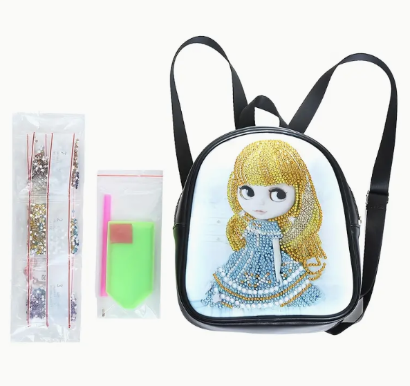 Cute Girl Leather Style Backpack Diamond Painting Kit