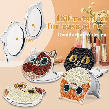 Black Cat Compact Mirror Diamond Painting Kit