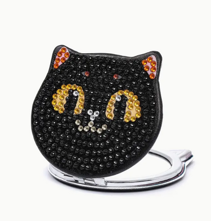 Black Cat Compact Mirror Diamond Painting Kit