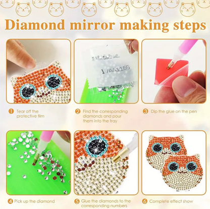 Black Cat Compact Mirror Diamond Painting Kit