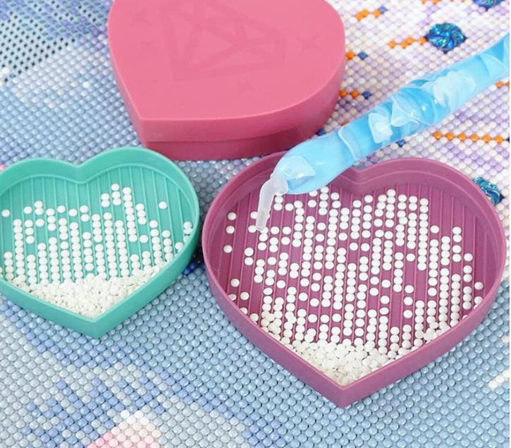 6pcs Multi Size Diamond Painting Heart Tray Set