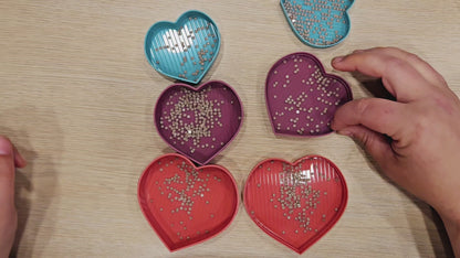 6pcs Multi Size Diamond Painting Heart Tray Set