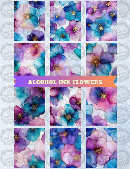 "Alcohol Ink Flowers" Decorative Diamond Painting Release Paper