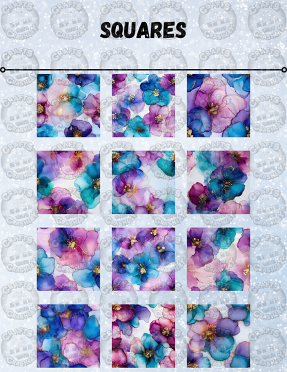 "Alcohol Ink Flowers" Decorative Diamond Painting Release Paper