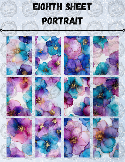 "Alcohol Ink Flowers" Decorative Diamond Painting Release Paper