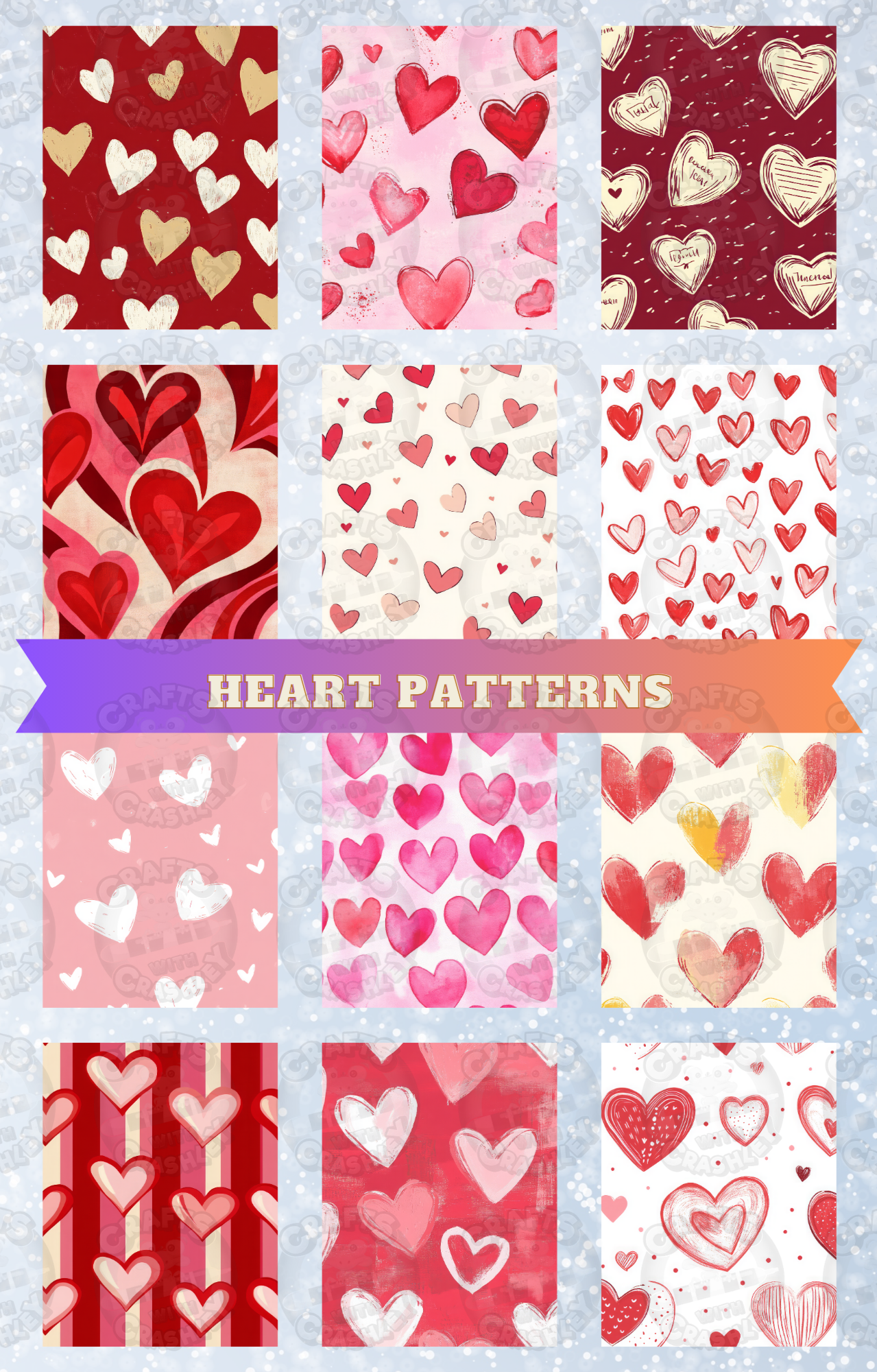 "Heart Patterns" Decorative Diamond Painting Release Paper