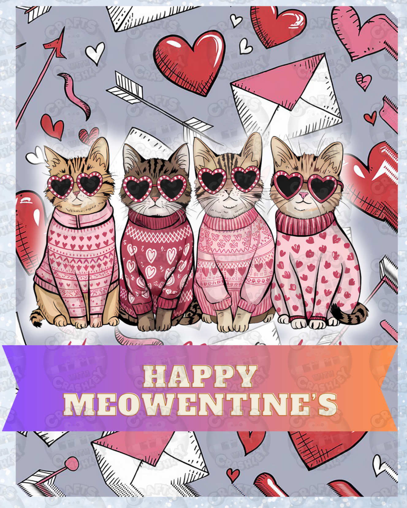 "Happy Meowentines" Decorative Diamond Painting Release Papers